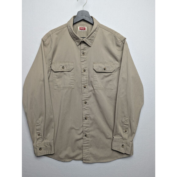 Wrangler Work Shirt Khaki Color Men's Size Large - Picture 1 of 11